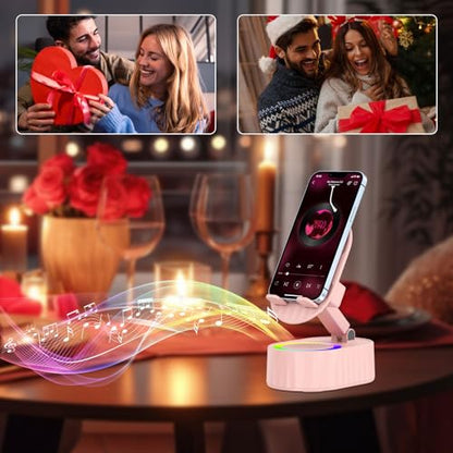AKLLCCR Wireless Induction Bluetooth Speaker 5in1 Phone Holder Speaker - color: Pink