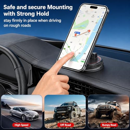 Car Phone Holder Mount for MagSafe, 108LBS Vacuum Suction&3000gf Magnetic