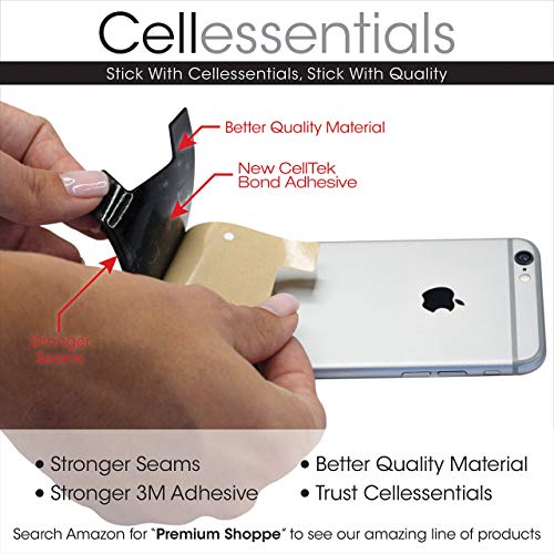 USA Merchant Redesigned Card Holder - Silicone Stick on Cell Phone Wallet with Pocket for Credit Card ID Business Card - iPhone Android & Smartphones (Black) - color: Black