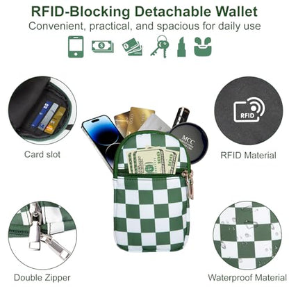 3-in-1 Clip And Go Phone Strap Crossbody With Detachable Wallet, RFID Blocking, Adjustable Anti-Theft Phone Lanyard - color: Green