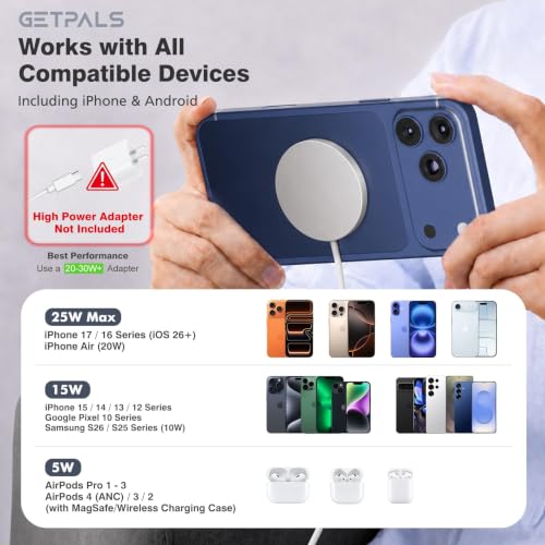 25W Magnetic Portable Fast Wireless Charging Pad for Apple iPhone Series - color: 2White