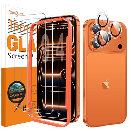 QsmQam Tempered Glass Screen Protector for iPhone 17 Pro Max, 9H+ Hardness - size: iPhone 17 Pro Max