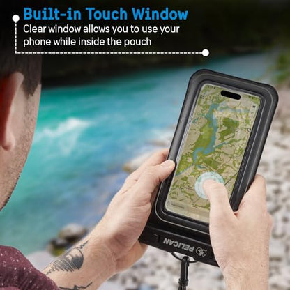 Pelican Marine Waterproof Phone Pouch (Regular) - Stealth Black | Touchscreen IP68 Floating Waterproof Phone Case w/Detachable Lanyard - Fits All Phones - Beach Cruise Ship Travel Essentials - color: Stealth Black - 1 Pack - Regular, size: Regular, style:
