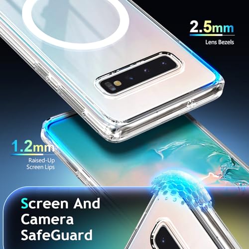 YZB Magnetic for Samsung Galaxy S10 Case, Clear | Compatible with MagSafe | Slim Fit Lightweight Shockproof, Military-Grade Protection, Yellowing Resistant Scratch-Resistant Back - color: Crystal Clear, size: Galaxy S10