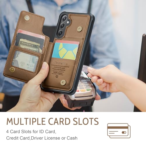 Kowauri for Samsung Galaxy S23 FE Case, PU Leather Wallet Case for Women Men with RFID Blocking Card Holder Slot Magnetic Closure Shockproof Protective Phone Cover for Samsung Galaxy S23 FE,Brown - color: Brown