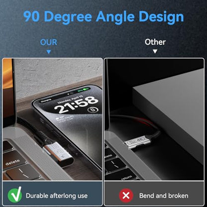 long right angle usb4 extension 6.6FT/2M for Thunderbolt 4 Extension Cable high Speed 40Gbps Data Transfer, 8k/4k@60hz video,240w Fast Charging,male to female usbc high speed 90 degree extension cable - size: 6.6 ft