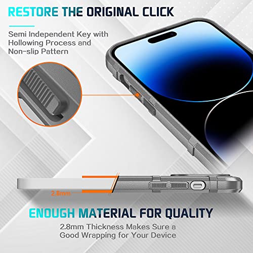 Rugged Shield 8ft Drop Proof TPU Thick Armor Tactical Protective Case Compatible with iPhone 14 Pro Max (6.7 inches) - Concrete Grey - color: Concrete Grey, size: iPhone 14 Pro Max