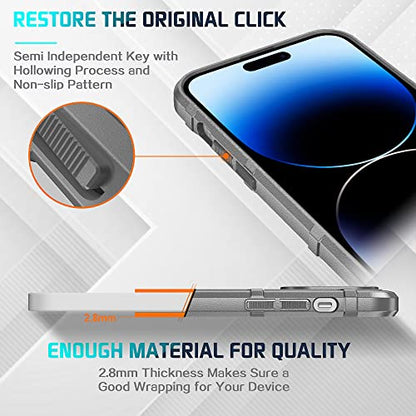 Rugged Shield 8ft Drop Proof TPU Thick Armor Tactical Protective Case Compatible with iPhone 14 Pro Max (6.7 inches) - Concrete Grey - color: Concrete Grey, size: iPhone 14 Pro Max