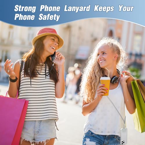 SHANSHUI Phone Lanyard,2 Pack Crossbody Nylon Cell Phone Strap Leash with 2 Pack Tether Pads Compatible with iPhone and Most Mobile Phones for Outdoor Climbing Cycling Hiking - Black Grey - color: Black+Grey