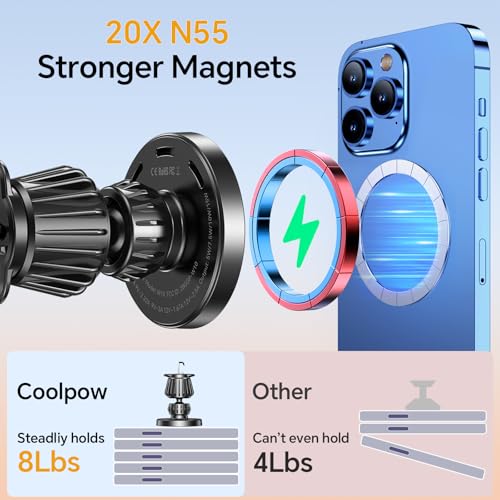 Coolpow Magsafe Car Mount Charger, Magnetic Wireless Car Charger for iPhone - color: Carbon Fiber