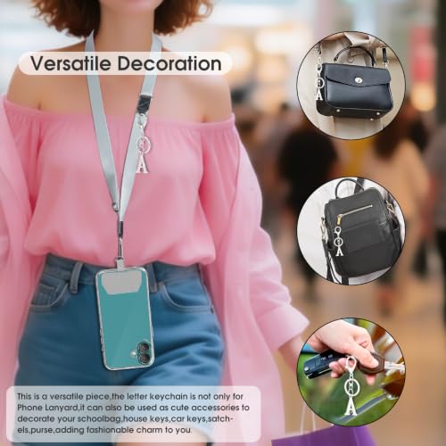 2 Pack Phone Lanyard Adjustable Crossbody Strap Letter A Charm - style: letter pendant A