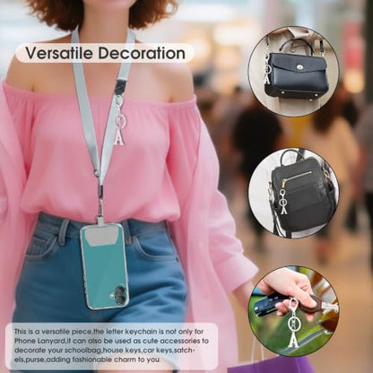 2 Pack Phone Lanyard Adjustable Crossbody Strap Letter A Charm - style: letter pendant A