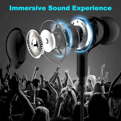 3.5mm Earbuds Wired with Mic for Samsung A14 A32 A15 A13 5G Wired in-Ear Headphones 3.5mm Headphone Jack Stereo Magnetic Earphones for Samsung A52 A03s A12 Pixel 4a LG iPad mini Moto Tablet