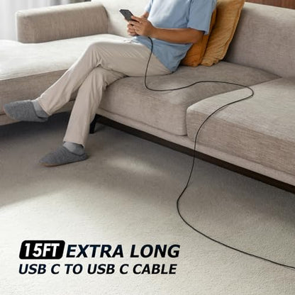 Extra Long USB C Cable 15FT, 2Pack 100W USBC to USBC Cable Fast Charging - color: Black, size: 15 FT - 2 Pack, style: USB C to USB C