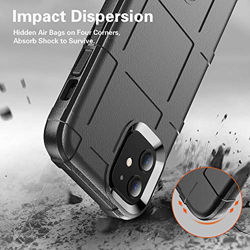 Rugged Shield TPU Thick Solid Armor Tactical Protective Case Compatible with iPhone 12 Mini (5.4 inches) - Dark Black - color: Dark Black, size: iPhone 12 mini