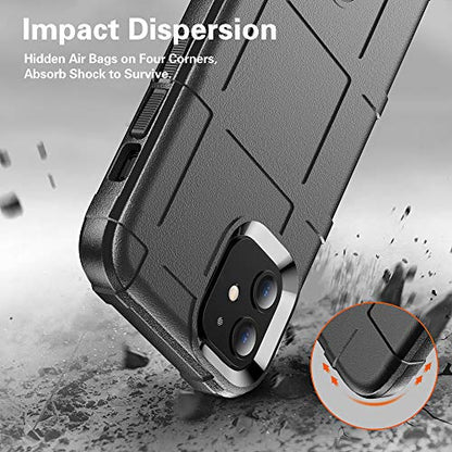 Rugged Shield TPU Thick Solid Armor Tactical Protective Case Compatible with iPhone 12 Mini (5.4 inches) - Dark Black - color: Dark Black, size: iPhone 12 mini