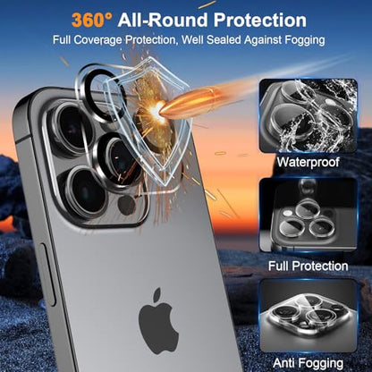SIBEITU Screen Protector + Camera Lens Protector for iPhone 15 Pro 6.1 Inch | 3 Pack Screen Tempered Glass + 3 Pack Camera Lens, HD Clear 9H Hardness, Scratch Resistant, Sensor Protection, Case Friendly - size: iPhone 15 Pro 6.1"