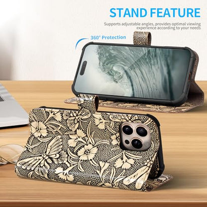 Genuine Leather Wallet Case for iPhone 16 Pro 6.3'' White | 2-in-1 Magnetic Detachable, Flip Folio Cover, Card Slots, RFID Blocking, Shockproof Protection - color: White, size: 16 Pro 6.3‘’