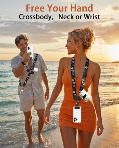 Dog Paw Phone Lanyard Crossbody Wrist Neck Strap Adjustable Women - color: Dog Paw