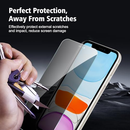 2+2 Pack for iPhone 11 Privacy Screen Protector with Camera Lens Protector, Anti Spy Tempered Glass Protection Film, 9H Hardness, Scratch Resistant, Case Friendly