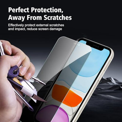 2+2 Pack for iPhone 11 Privacy Screen Protector with Camera Lens Protector, Anti Spy Tempered Glass Protection Film, 9H Hardness, Scratch Resistant, Case Friendly