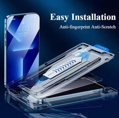 MAGIC DEVIL [2 Pack][4 Pack] EZ FRAME 9H Dust Free HD Tempered Glass Screen Protector Easy Install Kit for iPhone 15 Plus - Smart Easy Military Grade Cover Film Kit (1)