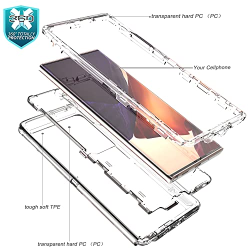 YmhxcY Galaxy Note 20 Ultra Case - 3 Layer Drop Protection, Shockproof, Clear Silicone Cover - Crystal Clear - color: Crystal Clear