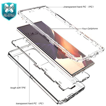 YmhxcY Galaxy Note 20 Ultra Case - 3 Layer Drop Protection, Shockproof, Clear Silicone Cover - Crystal Clear - color: Crystal Clear