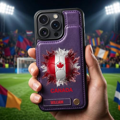 Personalized Soccer Water Phone Case - Country Flags Gift For Soccer Lovers Boys Girls Custom Name Protective Cover Sport Fanatic Team Player Tournament Coach Birthday Present Durable Smartphone Shell