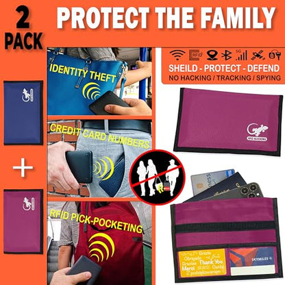 Faraday Bag Anti-Tracking GPS RFID Car Key Signal Blocker Wallet Shielding Pouch Protective Case for Cell Phone Car Key FOB, Data Privacy, Electronic Device Security (2 PACK - BLUE AND PINK) - color: 2 PACK - BLUE AND PINK