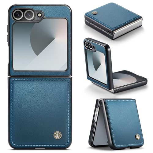 for Samsung Galaxy Z Flip 6 Case, Premium PU Leather Case Anti Scratch Slim Phone Shockproof Protective Phone Cover for Samsung Galaxy Z Flip6, Blue - color: Blue, size: Samsung Galaxy Z Flip 6