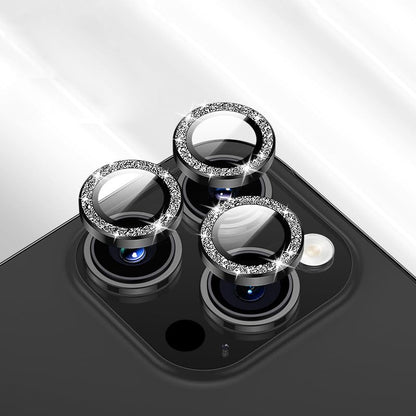 Camera Lens Protector for iPhone 17 Pro Max/17 Pro/16 Pro Max/16 Pro 9H Tempered Glass Screen Protector Cover Alignment Kit Metal Individual Ring (Black Glitter) - color: Black Glitter