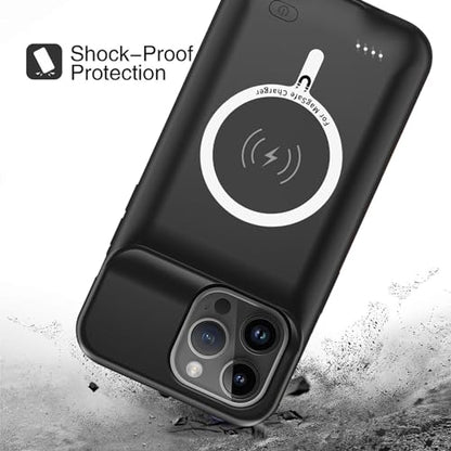 Battery Case for iPhone 15 Pro, Upgraded 10000mAh Battery Pack Rechargeable Charger Case with Carplay Wireless Charging Compatible for iPhone 15 Pro(6.1 inch) External Battery Charging Cover(Black) - size: iPhone 15 Pro (6.1 inch)-10000mAh