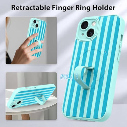KANGHAR Compatible with iPhone 15 Case Stripes -Blue - color: Blue-Stripes, size: iPhone 15