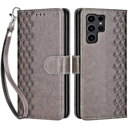 for Samsung Galaxy S24 Ultra Wallet case, Gray-Cube | 3 Card Holders, Kickstand, Shockproof TPU Shell, PU Leather, Magnetic Closure, Protective Flip Folio Cover, Women - color: 10