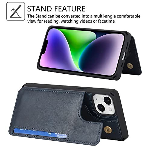 Cavor for iPhone 14 Wallet Case with Card Holder for Women, Blue - color: B-Blue