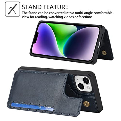 Cavor for iPhone 14 Wallet Case with Card Holder for Women, Blue - color: B-Blue
