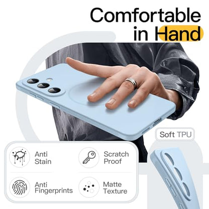 JETech Slim Magnetic Case for Samsung Galaxy S26, Anti-Slip, Sky Blue | Compatible with MagSafe, Full Camera Lens Protection, Soft TPU Cover, Shockproof - color: Sky Blue, size: Galaxy S26