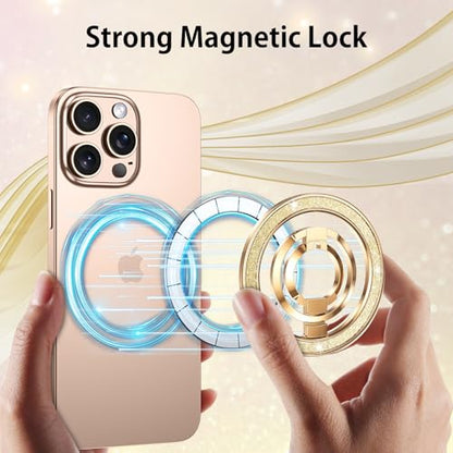 (Flexible Rotation) GUAGUA Magnetic Phone Ring for MagSafe Grip [Super Magnet] Stylish Ring Holder Stand, Mag Safe Accessories for iPhone 17 16 15 14 Pro Max Plus Air, Gold - color: Gold