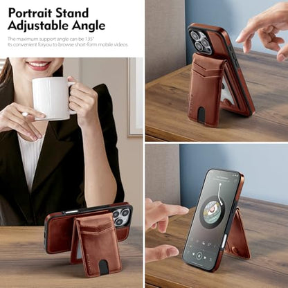 SkyEagle Compatible with MagSafe iPhone 16 Pro Max Wallet Case,Brown | Detachable Magnetic Credit Card Holder,RFID Blocking,PU Leather,Kickstand,Flip Phone Case,Shockproof Cover for Men & Women - color: Brown, size: iPhone 16 Pro Max - 6.9"