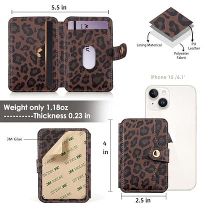 M-Plateau Credit Card Holder For Cell Phone With Slim Adhesive - color: Leopard Print