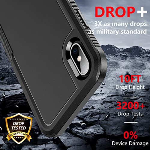 SPIDERCASE for iPhone Xs Max Case, [10 FT Military Grade Drop Protection] [Non-Slip] [2 pcs Tempered Glass Screen Protector] Shockproof Airbag Cushion Protective Case for iPhone Xs Max 6.5” (Black) - color: Black