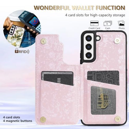 NNH Compatible with Samsung Galaxy S22 Wallet Case with RFID Blocking Card Slots Folio Flip PU Leather Kickstand Double Magnetic Clasp Design Cover for Galaxy S22(6.1 inch-Magnolia Flowers) - color: Magnolia Flowers, size: Galaxy S22 6.1 inch
