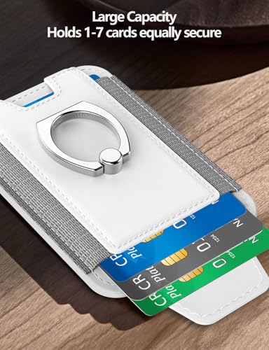 for Magsafe Wallet with Grip, 6-Card Holder; Stronger Magnetic Phone Wallet - color: White