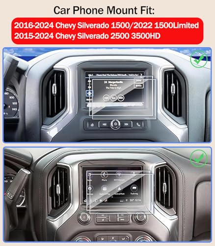 Car Phone Mount for 2016-2024 Chevy Silverado 1500/2022 1500 Limited/ 2015-2024 Silverado 2500 3500HD, for MagSafe Magnetic Air Vent Phone Holder Accessories