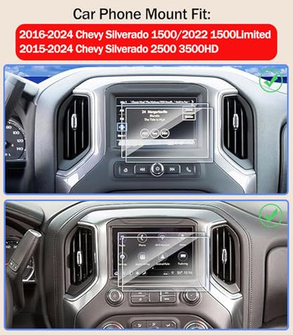 Car Phone Mount for 2016-2024 Chevy Silverado 1500/2022 1500 Limited/ 2015-2024 Silverado 2500 3500HD, for MagSafe Magnetic Air Vent Phone Holder Accessories