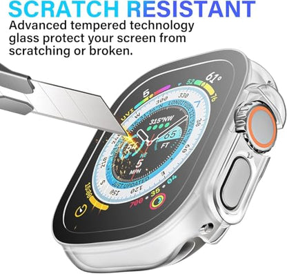 Smiling 2 Pack Case Compatible with Apple Watch Ultra 3(2025)/ Ultra 2 /Ultra 49mm with Tempered Glass Screen Protector, Hard PC Case Scratch-Resistant Overall Protective Cover -Transparent - color: Transparent, size: 49mm