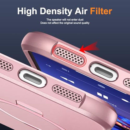 SKYLMW Compatible with iPhone 17 Case with Stand,Rose Gold | iPhone 17 Phone Case 6.3",Magnetic Ring Stand,Compatible with MagSafe,Military-Grade Protection,Great Grip Feeling - color: Rose Gold, size: Iphone 17