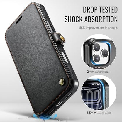 for iPhone 17 Pro Max Slim Case Wallet Wireless Charging, Black - color: Fashion Black, size: iPhone 17 Pro Max - 6.9"