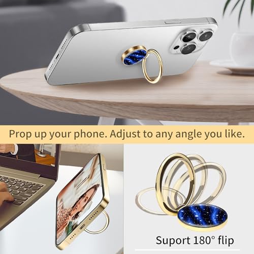 Cell Phone Ring Holder, Cute Phone Ring Grip Stand, 360°Rotation Funny Metal Kickstand Finger Grip Purple Glitter Dots - color: Purple Glitter Dots